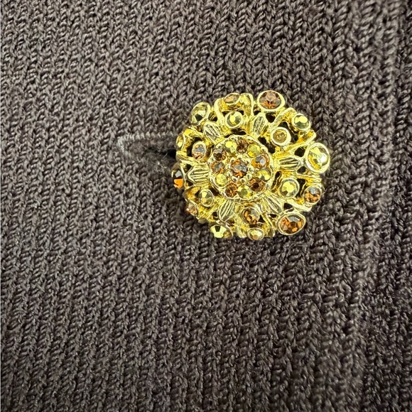 Vintage St. John Evening by Marie Gray Knit Skirt Suit Set Brown/Gold Size 8 - Picture 10 of 16